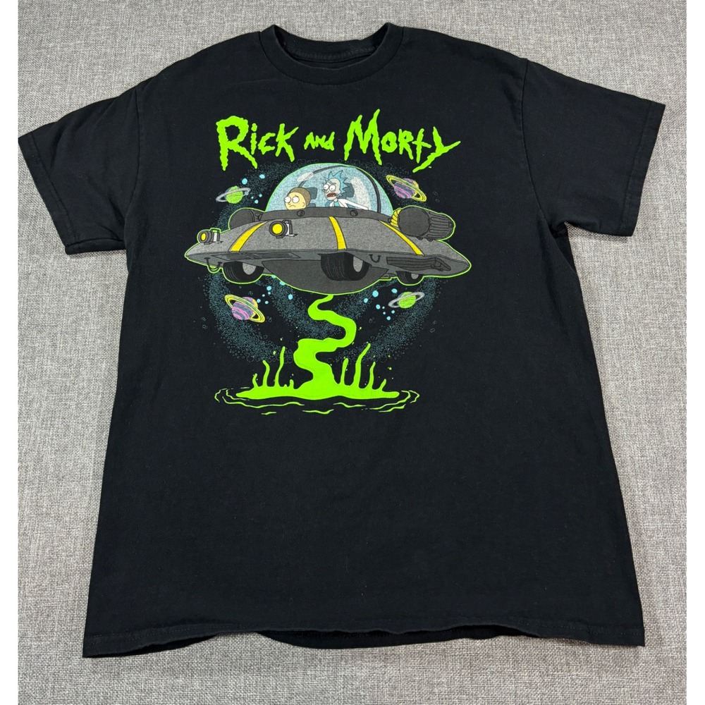 Ripple Junction Men Rick and Morty Adult Swim Graphic T-Shirt M Black Cotton Tee